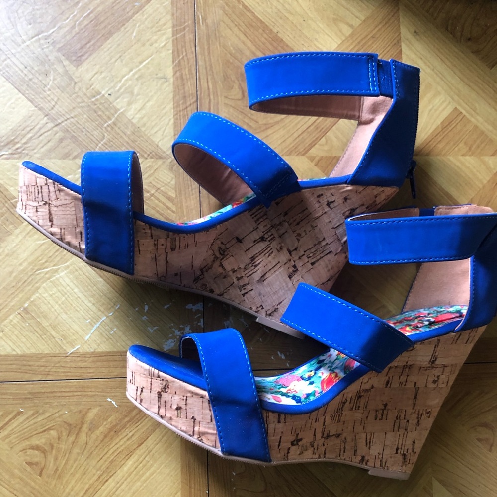 Blue Zipup Wedges (Heels) Women’s size 7.5